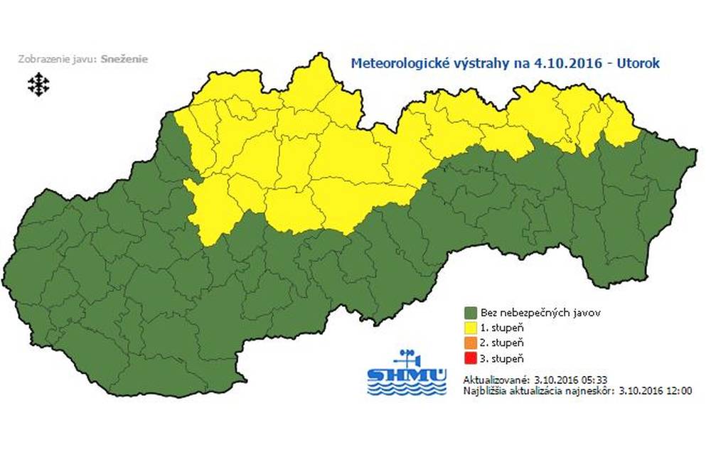 Foto: Slovenský hydrometeorologický ústav vydal výstrahu pred snežením pre okres Žilina
