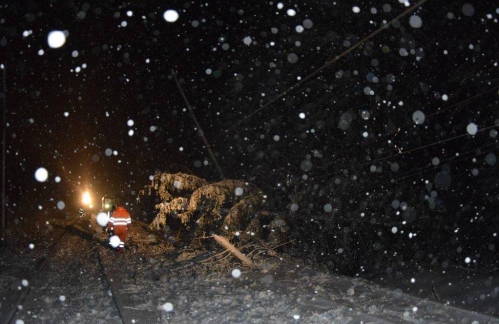 Foto: Meškania vlakov sú obrovské, na trati Žilina - Košice spadol strom priamo pred rýchlik
