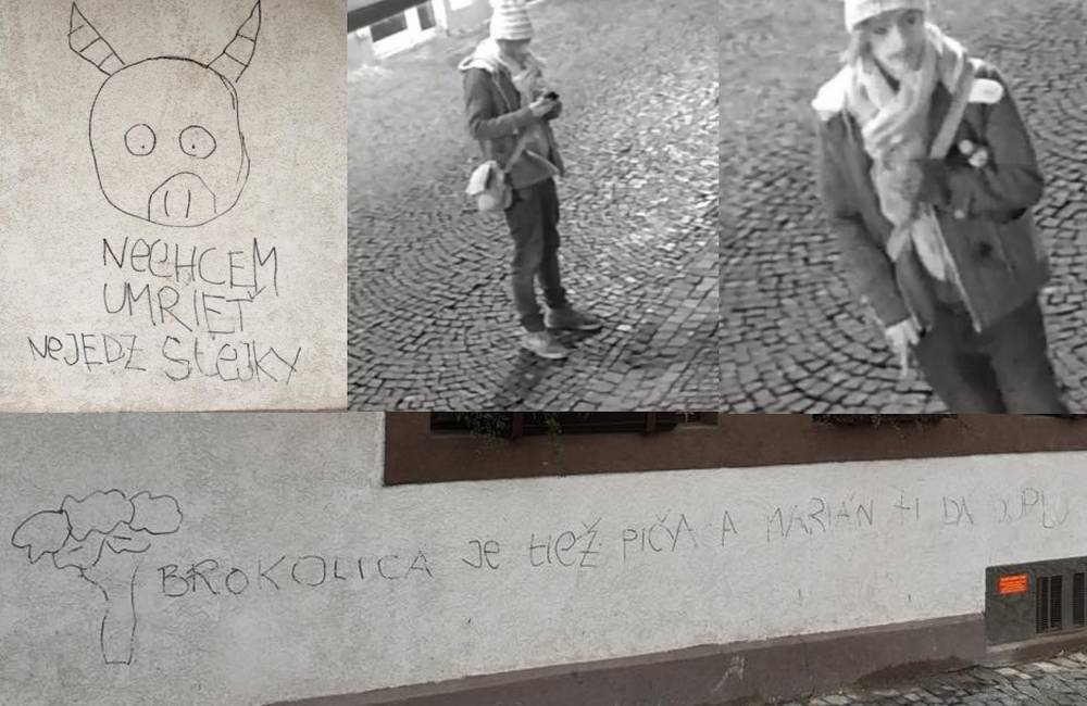 Foto: Neznámy páchateľ poškodil fasádu kaviarne, za pomoc pri nájdení je vypísaná odmena 100 eur