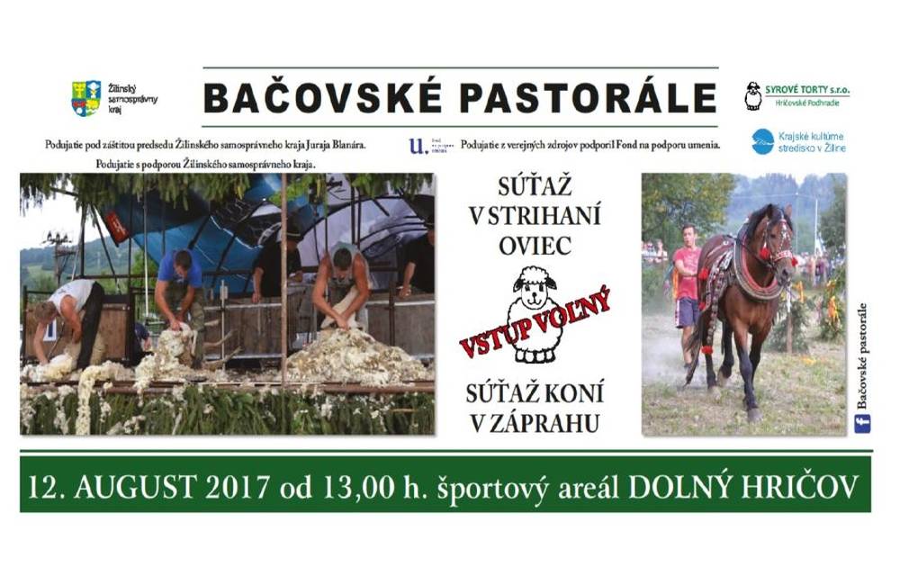 Bačovské pastorále v Dolnom Hričove - súťaž v strihaní oviec, súťaž koní, bohatý program a atrakcie