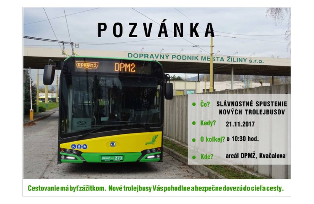 V utorok 21. novembra 2017 slávnostne spustia do prevádzky ďalších 15 nových trolejbusov