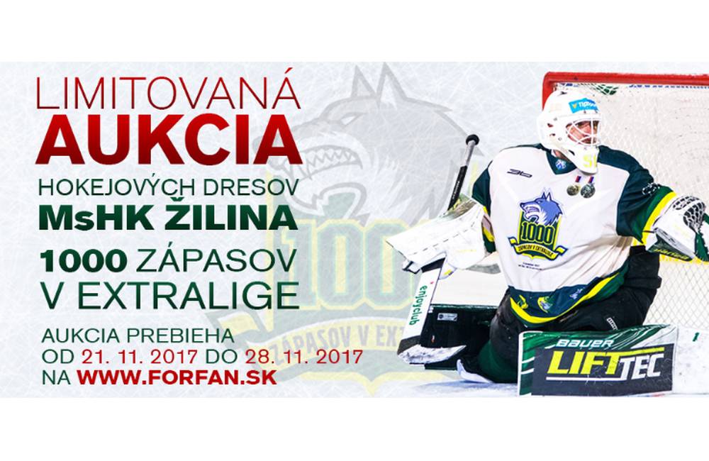 Jubilejné dresy MsHK Žilina k 1000. zápasu sú už v dražbe, cena začína na päťdesiatich eurách