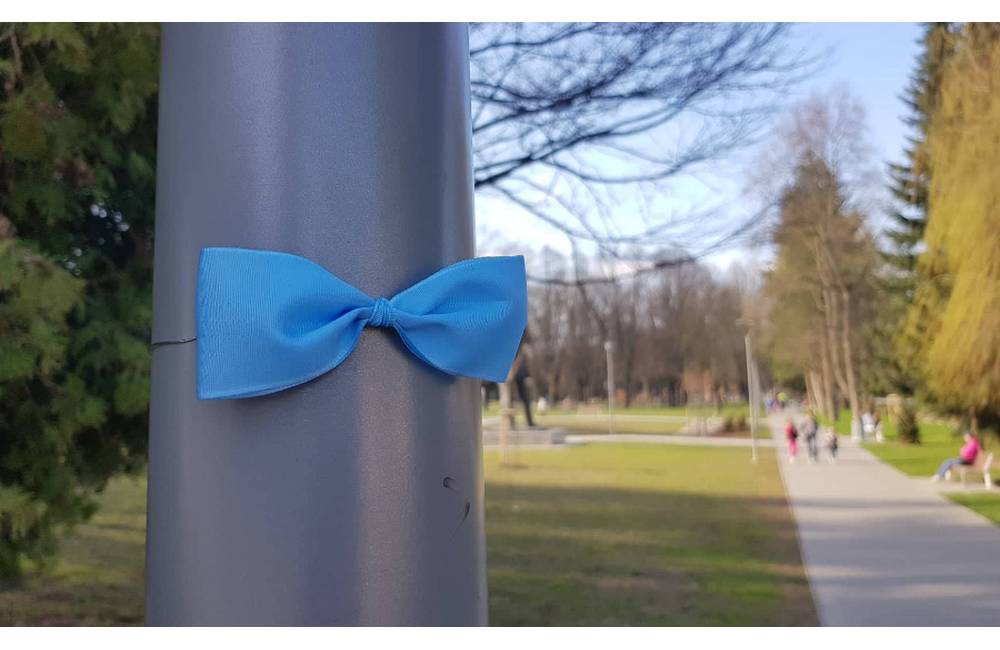 V Parku Ľudovíta Štúra na Bôriku v Žiline sa objavili modré stužky bez bližšieho vysvetlenia