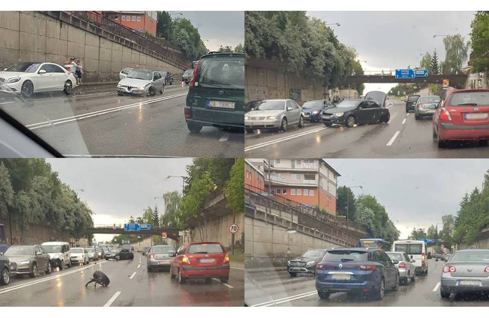 AKTUÁLNE: Na Bernolákovej ulici v Žiline došlo k zrážke viacerých vozidiel, tvorí sa zdržanie