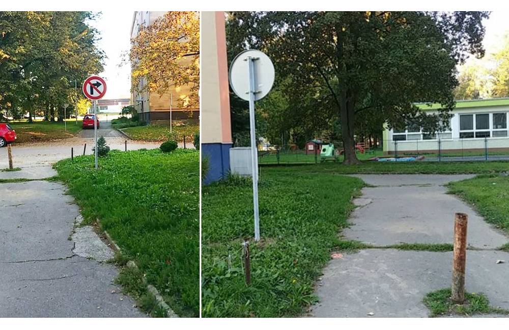 Značka zakazujúca odbočovanie z chodníka na Hlinách 3 už zmizla, Puškinova sa mení na jednosmerku