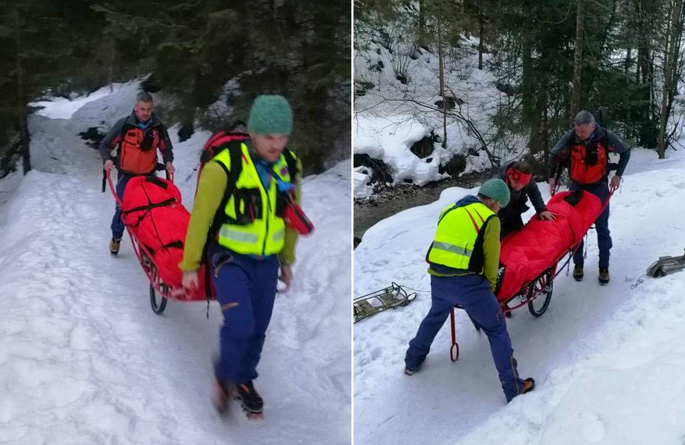 Foto: V Jánošíkových dierach skolabovala 41-ročná turistka, k sanitke ju dopravili horskí záchranári