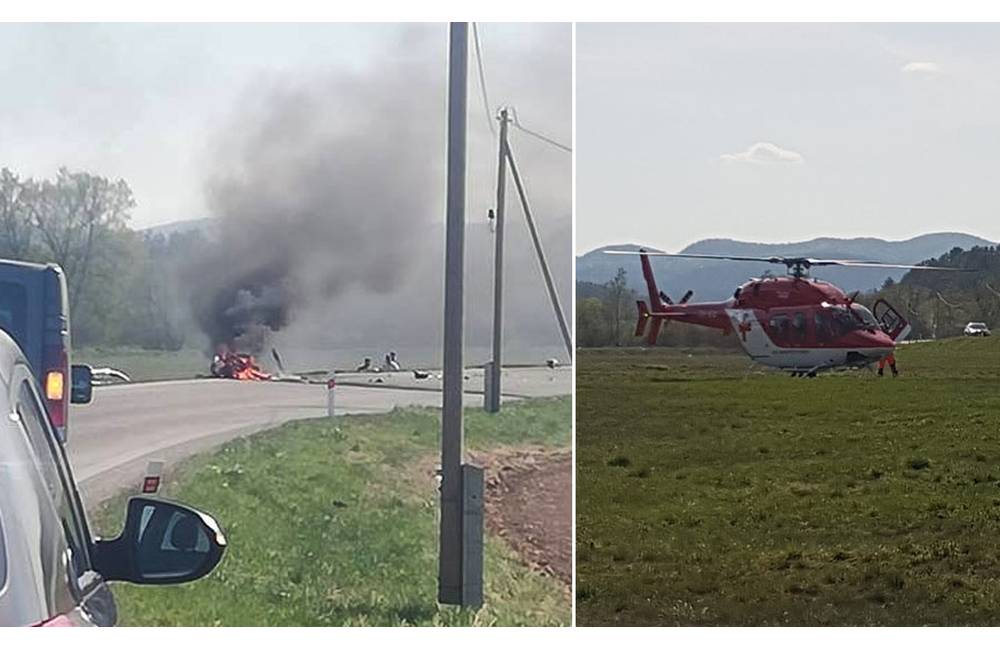 AKTUÁLNE: Leteckí záchranári zo Žiliny zasahujú pri nehode motorkára a osobného auta na Turci