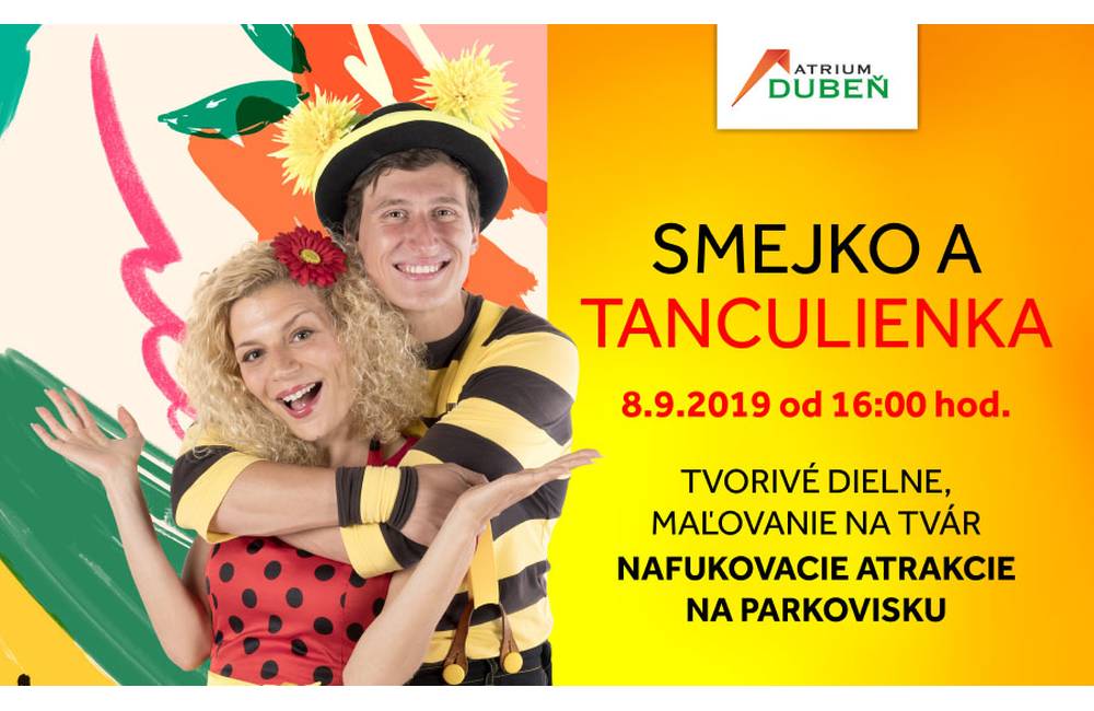 Smejko a Tanculienka zavítajú do Atrium Dubeň Žilina, pre deti budú pripravené rôzne atrakcie