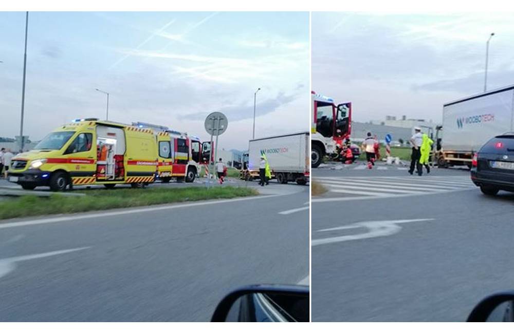 AKTUÁLNE: Pri Tepličke nad Váhom došlo k zrážke nákladného auta s osobným, hlásia zakliesnenú osobu
