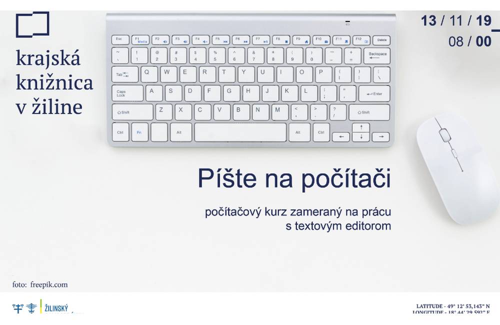 Krajská knižnica v Žiline pozýva na 1. stretnutie kurzu - Píšte na počítači