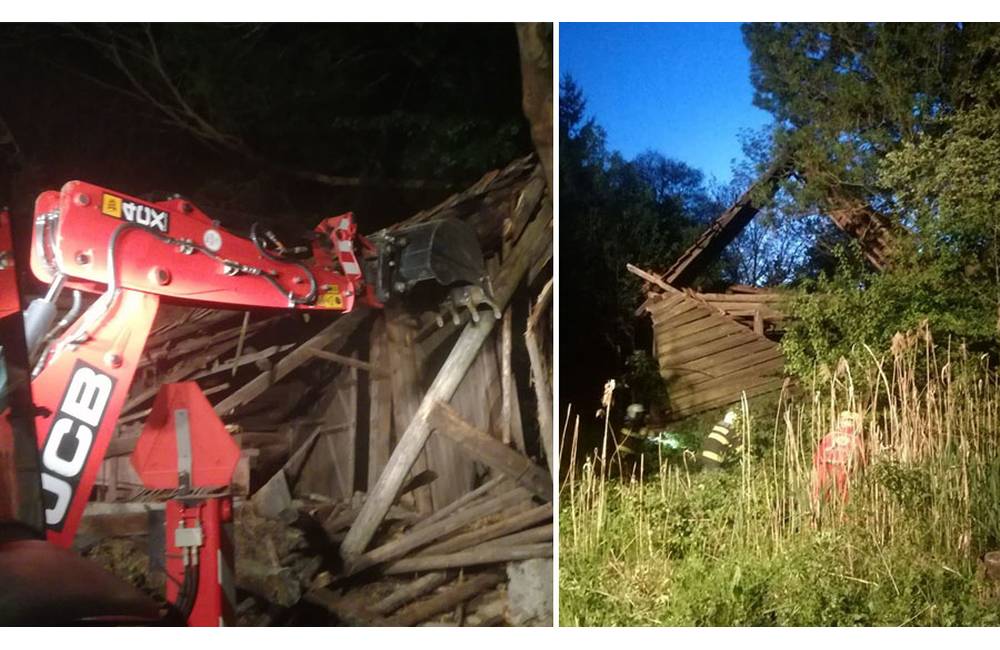 Pod zrúteným humnom v Tepličke nad Váhom nenašli žiadne osoby, hasiči objekt búrali do neskorej noci