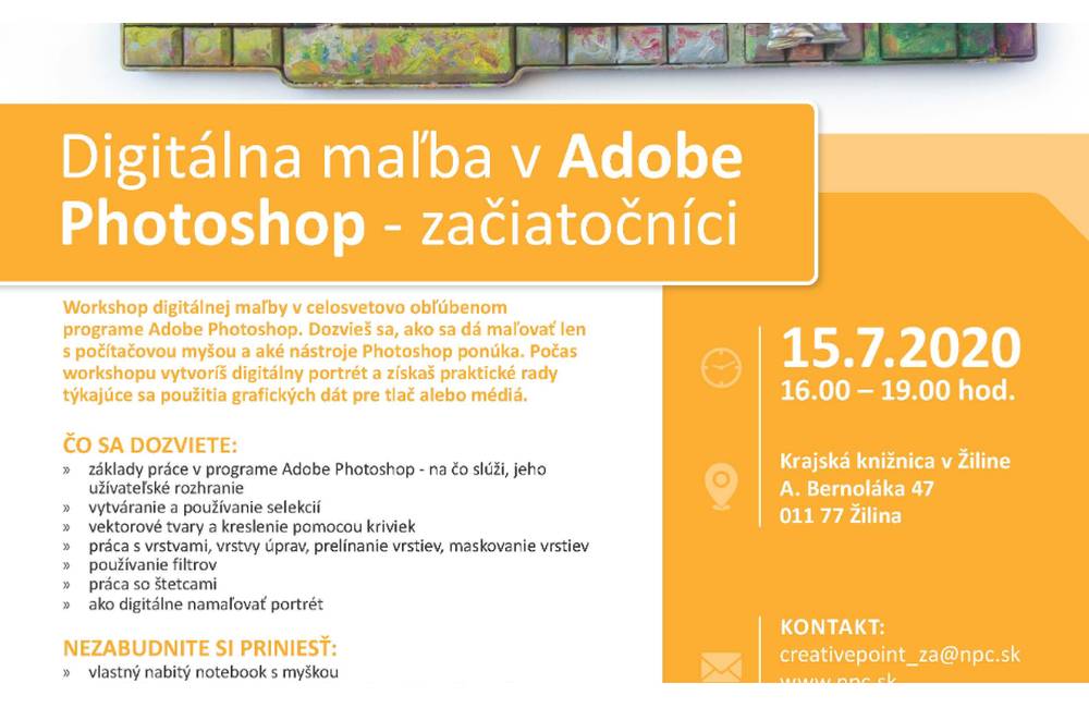 Pozvánka na workshop: Digitálna maľba v Adobe Photoshop - začiatočníci