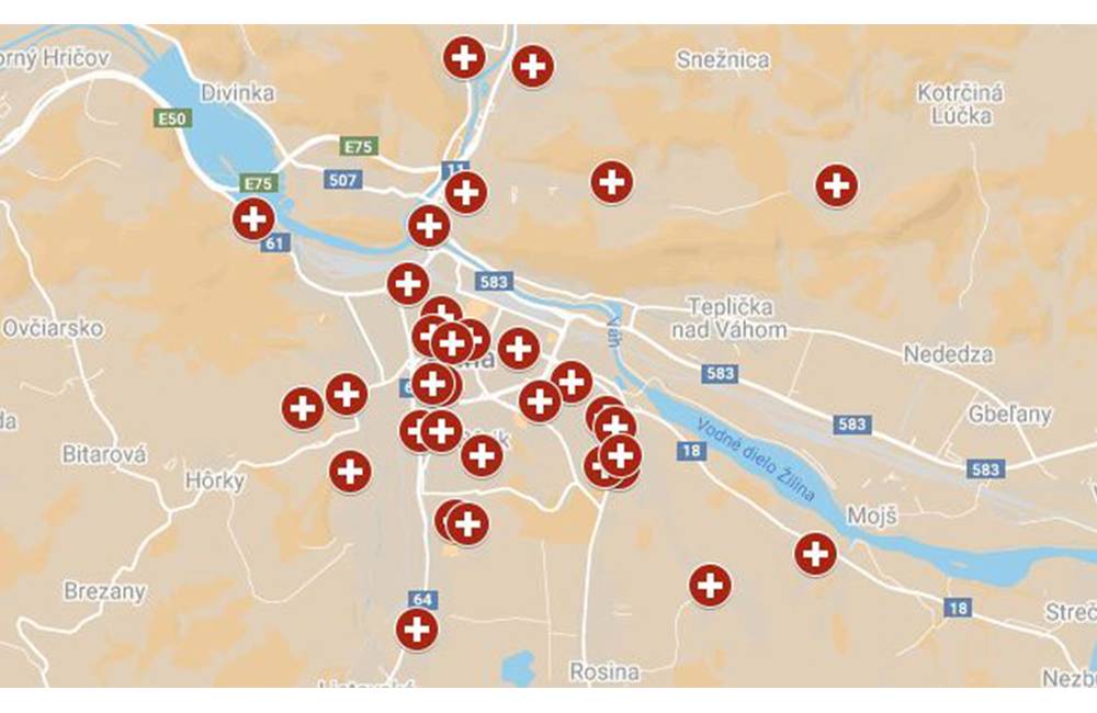AKTUÁLNE: Zoznam a mapa 32 lokalít pre celoplošné testovanie v Žiline