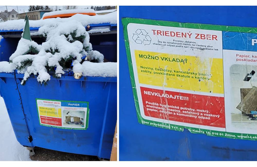Plastový vianočný stromček skončil v kontajneri na papier, triedenie odpadu v Žiline ovplyvňuje cenu za vývoz