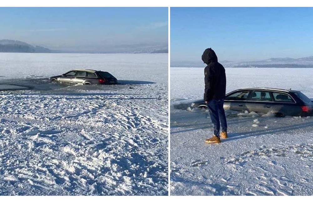 Foto: Na Oravskej priehrade sa v pondelok prepadlo a potopilo osobné auto