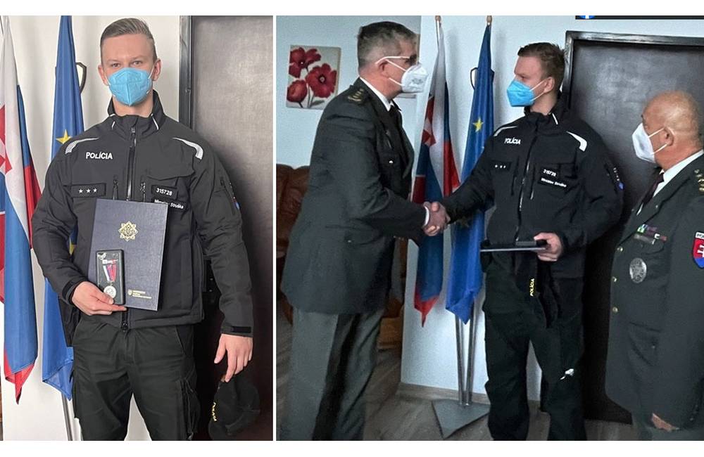 Policajt vyniesol z horiaceho bytu ženu a evakuoval obyvateľov, za svoj čin získal medailu