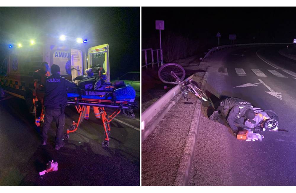 Na neosvetlenej ceste pri Bytči ležal zranený cyklista, pomoc privolala okoloidúca vodička