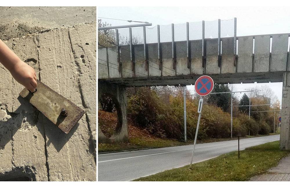Z mosta na sídlisku Vlčince odpadla kovová konzola, rekonštrukcia by sa mohla začať v budúcom roku