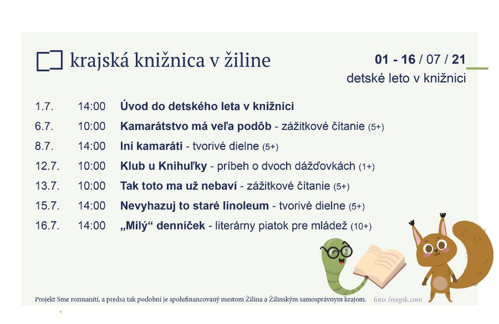 Literárny piatok pre mládež: 16. júla o 14:00 hod. v Krajskej knižnici v Žiline