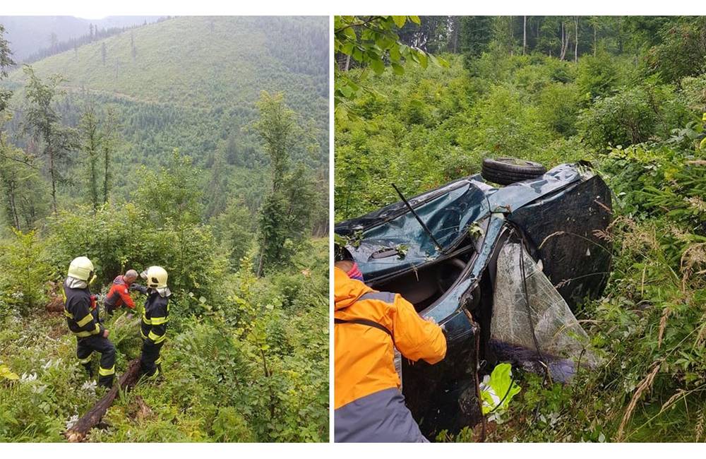 Na Liptove sa zrútilo ďalšie osobné auto, padalo približne 300 metrov dole roklinou