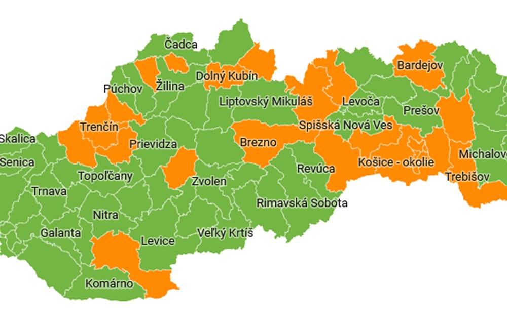 Štyri okresy v Žilinskom kraji od budúceho týždňa prepnú do oranžovej farby COVID automatu