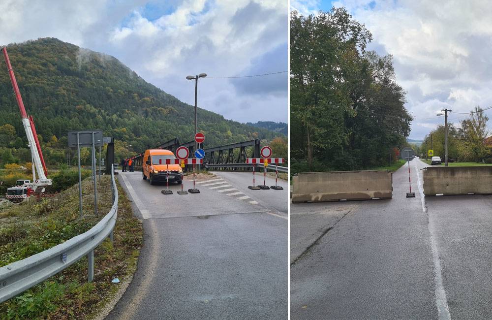 Dočasné mosty vo Vraní boli uzavreté oddnes na sedem týždňov, neprejazdná je aj cesta do obce Rudinka
