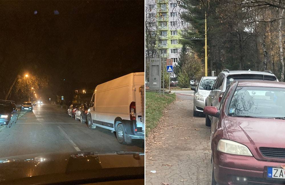 Na ulici Ivana Krasku na Hlinách blokujú autá chodníky aj cestu, mestská polícia využíva objektívnu zodpovednosť