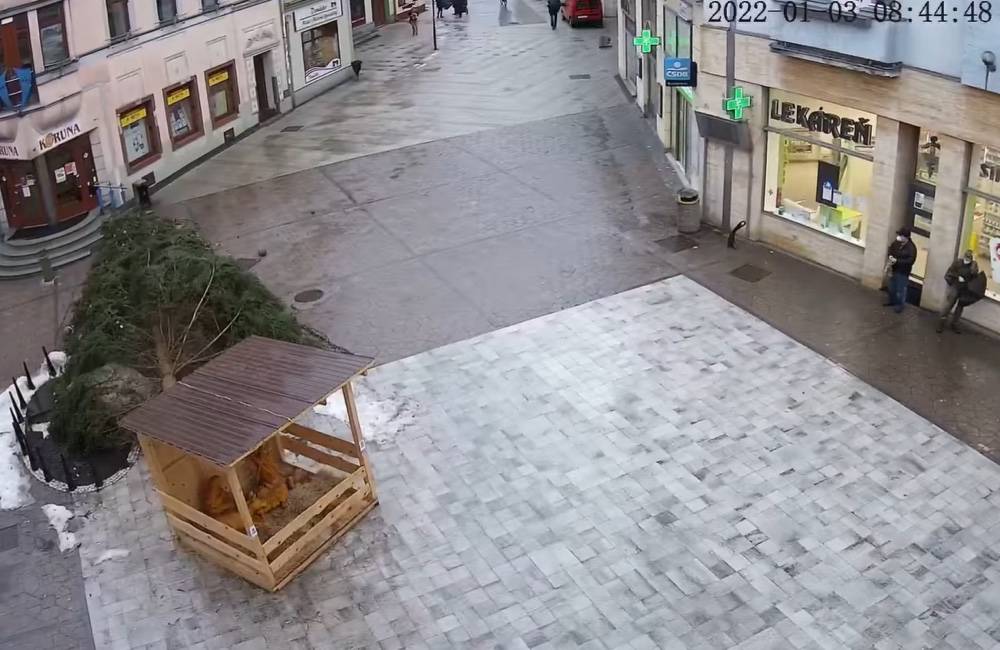 VIDEO: Silný vietor vyvrátil vianočný stromček na námestí v Ružomberku