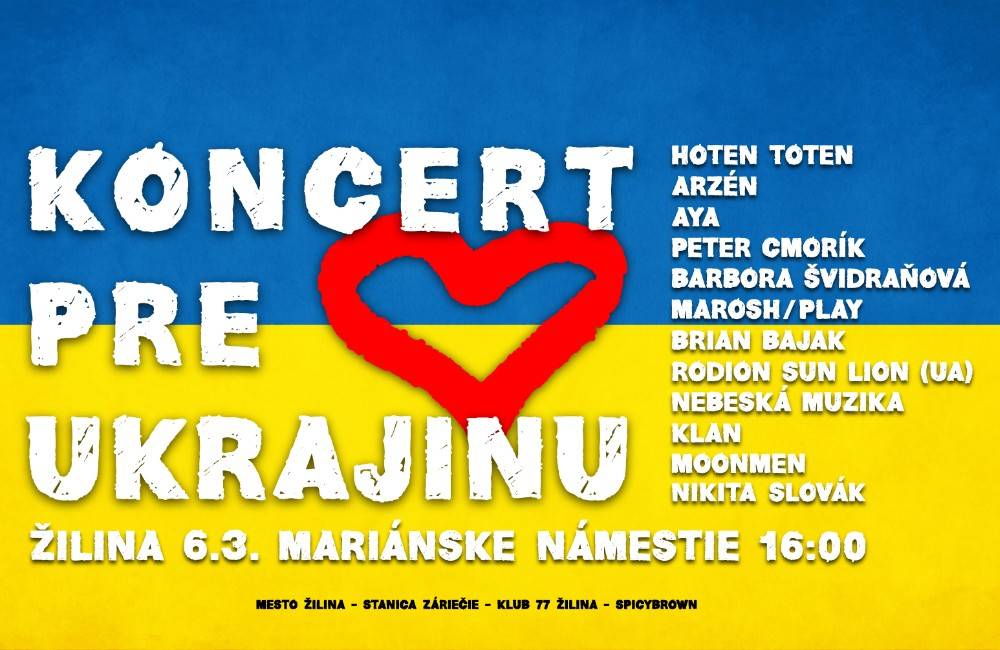 Foto: V nedeľu sa v Žiline odohrá Koncert pre Ukrajinu, utečencov môžete podporiť kúpou modrožltého odznaku
