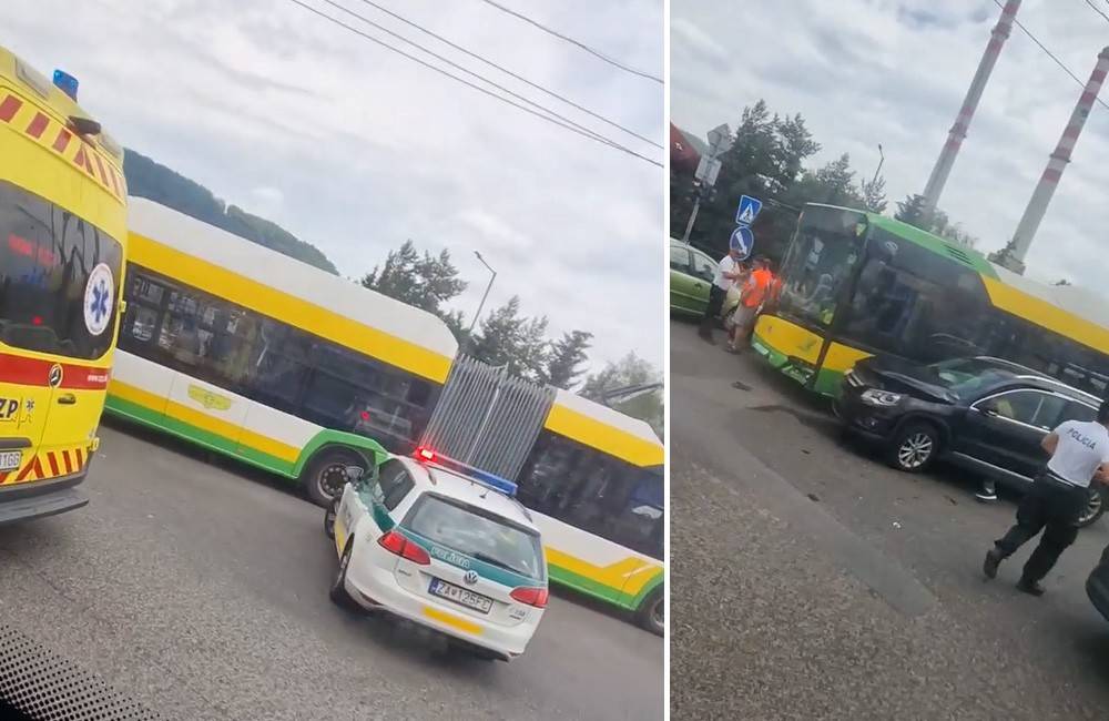 AKTUÁLNE: Uprostred križovatky na Košickej sa zrazilo osobné auto s trolejbusom, cesta je blokovaná