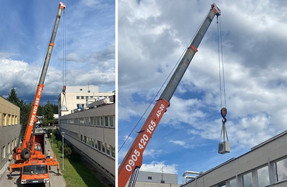 Na streche žilinskej nemocnice pribudla nová vzduchotechnika, bude odčerpávať vzduch okolo röntgenu