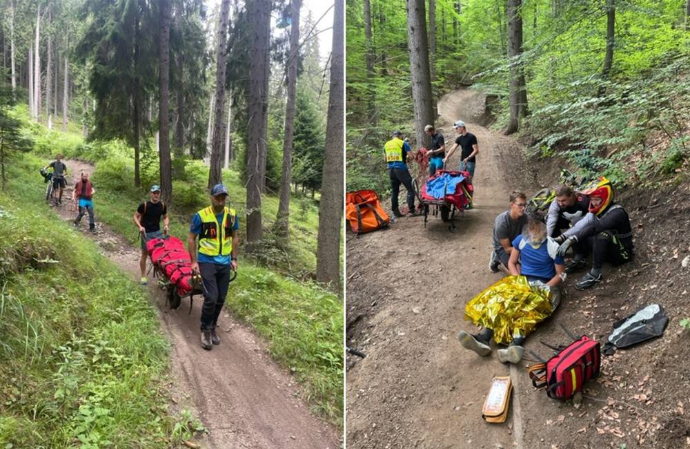Foto: V Bike Parku Malinô Brdo sa zranil 16-ročný chlapec z Maďarska, pomáhali mu horskí záchranári