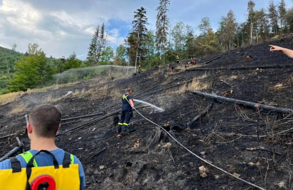 FOTO: Hasičom sa podarilo požiar lesa nad Kysuckým Novým Mestom dostať úplne pod kontrolu až na druhý deň