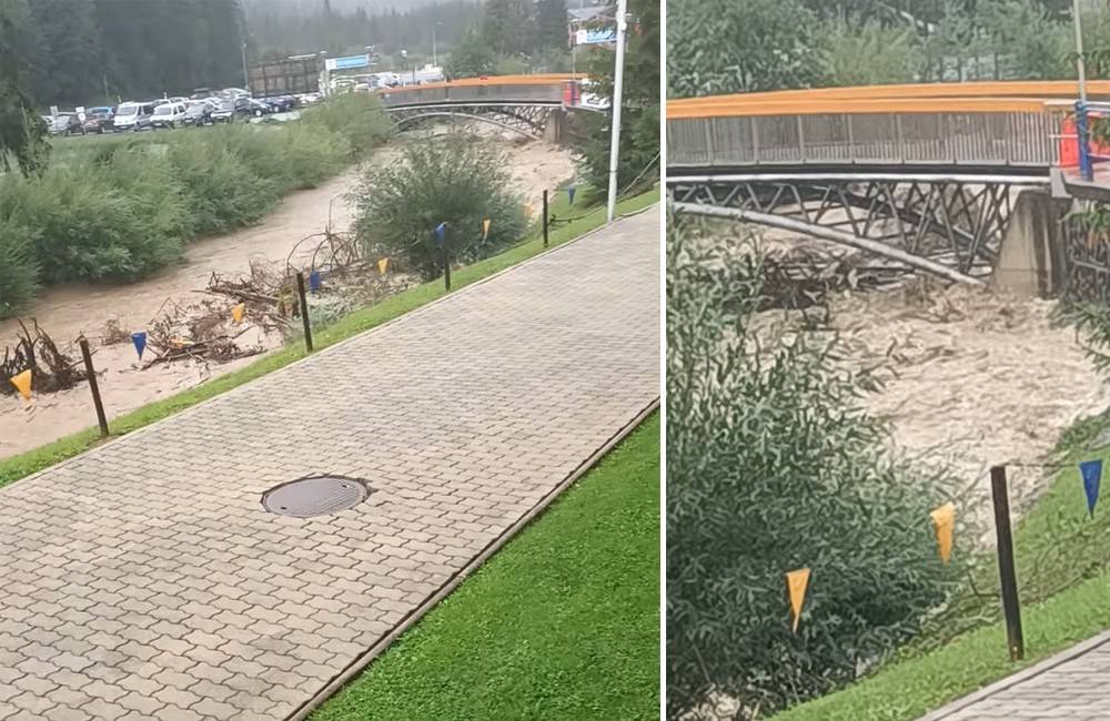 VIDEO: Na Orave spadlo veľké množstvo zrážok a naďalej prší, hladina rieky Oravica rýchlo stúpa