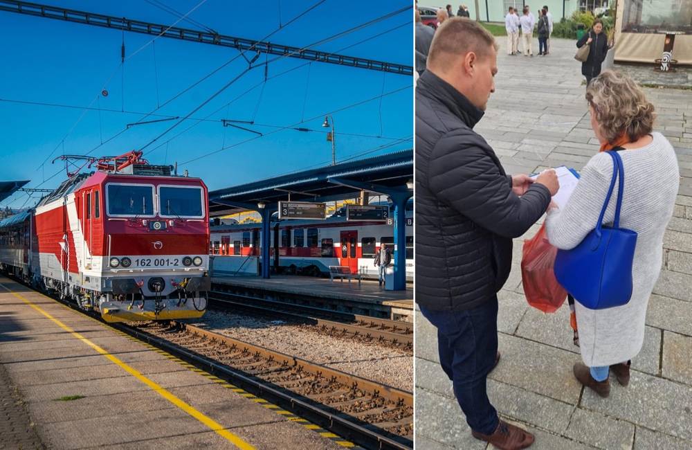 Foto: Kysučania podpisujú petíciu proti novému grafikonu vlakovej dopravy, žiadajú zachovať spoje do Čiech