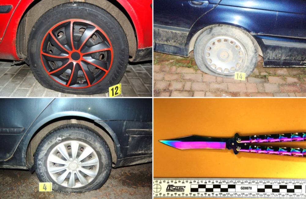 Foto: Na Orave mal 22-ročný muž nožom prepichnúť pneumatiky na 17 autách, skončil v rukách polície