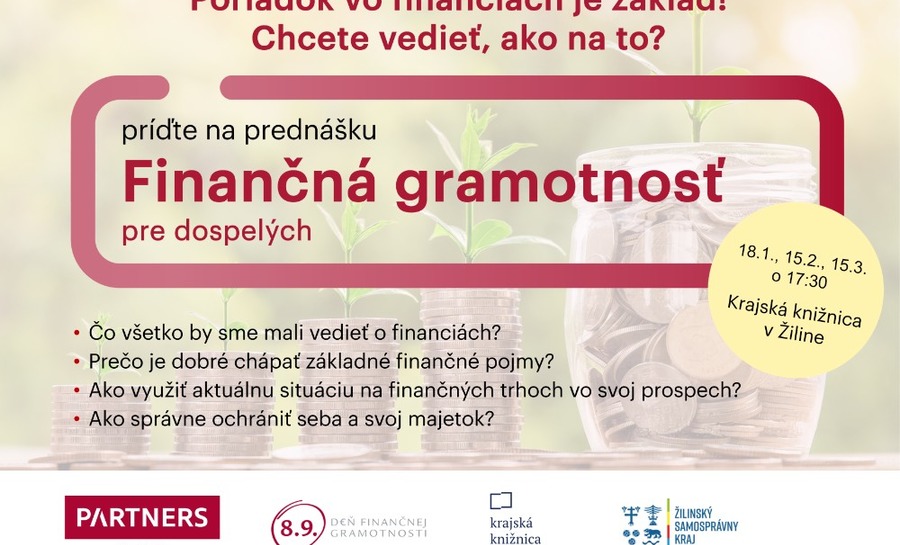 Krajská knižnica v Žiline pozýva dospelé osoby na prednášku o finančnej gramotnosti