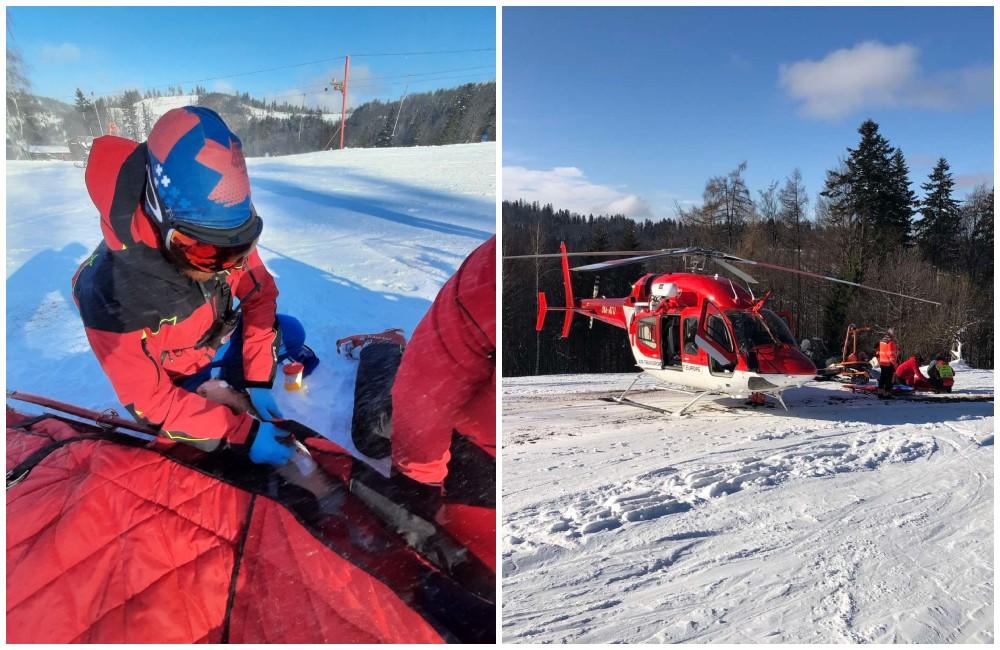 Foto: Akútnu pomoc horských záchranárov potreboval mladý muž, ktorý si pri lyžovačke ťažko poranil chrbticu