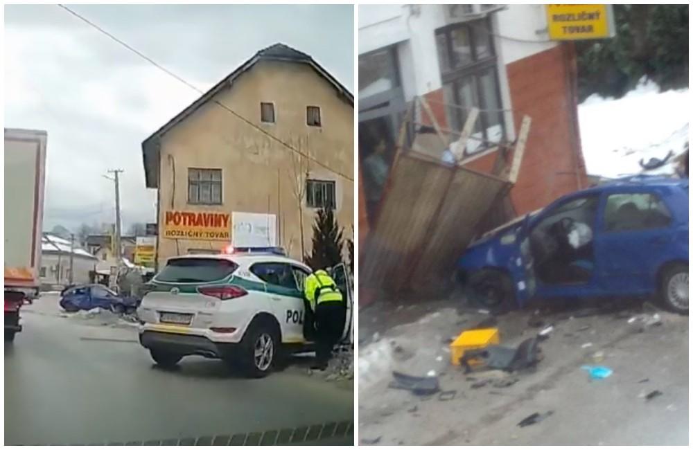 Pri obecnom úrade v Belej sa zrazili dve autá, jedno z vozidiel zasiahlo aj blízku predajňu