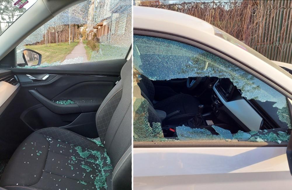 Foto: Na Hlinách a Solinkách boli rozbité okná na niekoľkých ďalších vozidlách, vandali škodia v noci