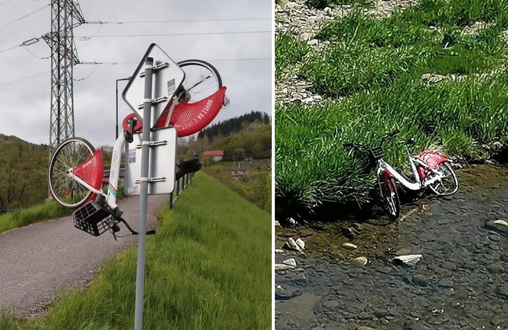 Bikesharing čelí vandalizmu aj na Kysuciach, neznáme osoby poškodzujú bicykle v Krásne nad Kysucou