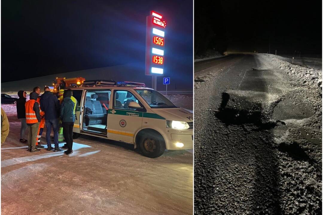 FOTO: Neoznačený výtlk v ceste na Orave poškodil šesť áut za hodinu. Župa tisícovú opravu odložila