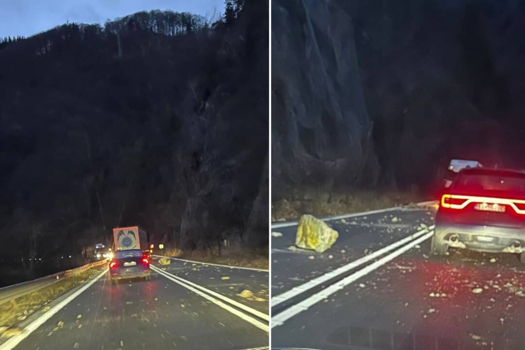 FOTO: Na cestu pod Strečnom sa počas rána zosypali skaly
