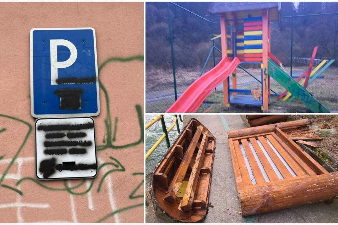FOTO: Vandali na Kysuciach zničili aj detské ihrisko, zachytili ich kamery. Mesto podalo trestné oznámenie