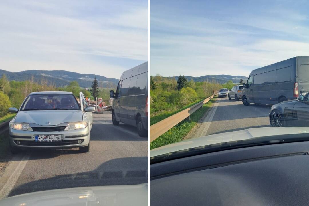 Vodička na Orave vošla do opravovaného úseku cesty na červenú, zablokovala premávku