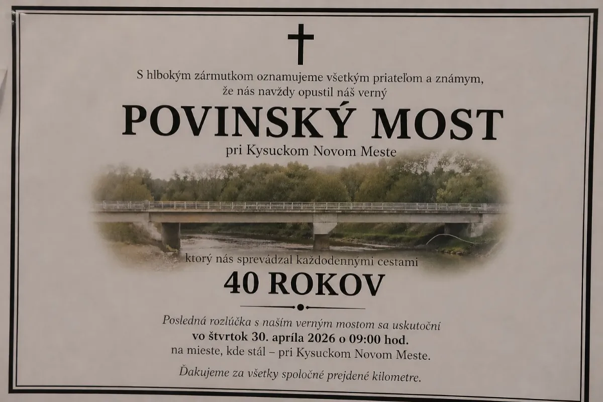 Búranému mostu v Povine ľudia vyrobili parte. Lúčia sa s ním s humorom aj spomienkami