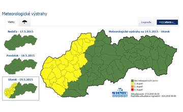 SHMÚ varuje, v utorok nás môžu zastihnúť búrky a intenzívne lejaky