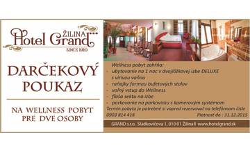Súťaž o pobyt v Hoteli Grand*** Žilina so vstupom do wellnessu v hodnote 119 €