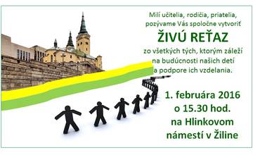 Učitelia plánujú vytvoriť 1. februára živú reťaz