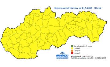 Na zajtra bola vydaná výstraha pred búrkami so silným vetrom a krúpami